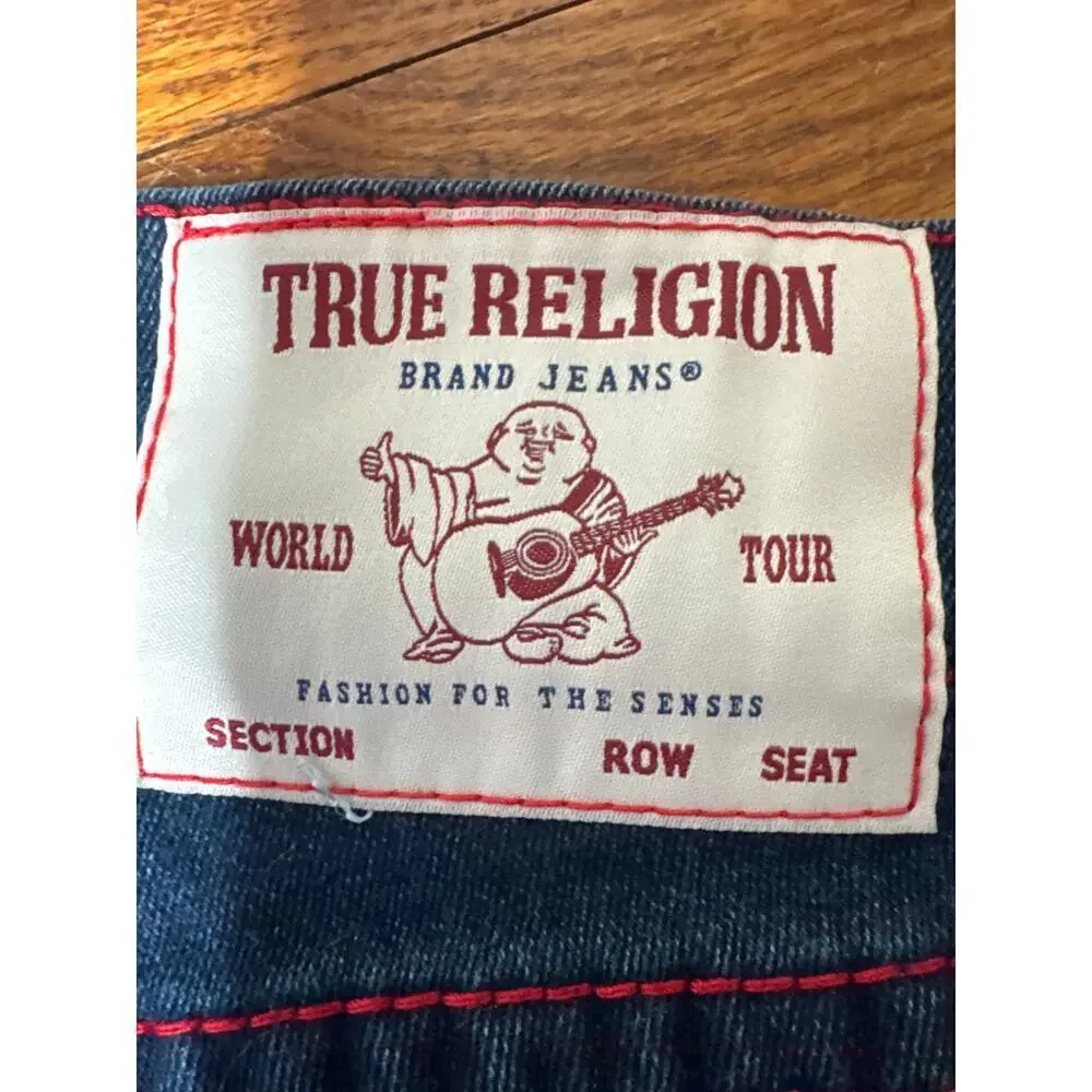 True Religion Geno Big T Flap Slim Jeans Mens 32 Dark Woodland Wash NWT